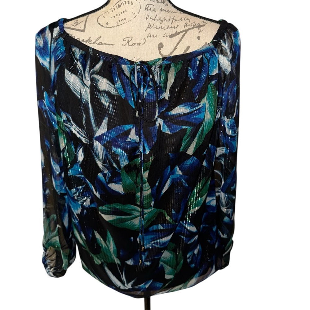 Floral Blue and Green Women's Top